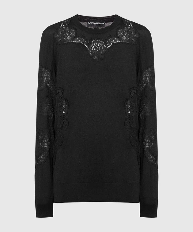 Dolce & Gabbana Black Jumper With Lace 1 Dolce & Gabbana Black Jumper With Lace