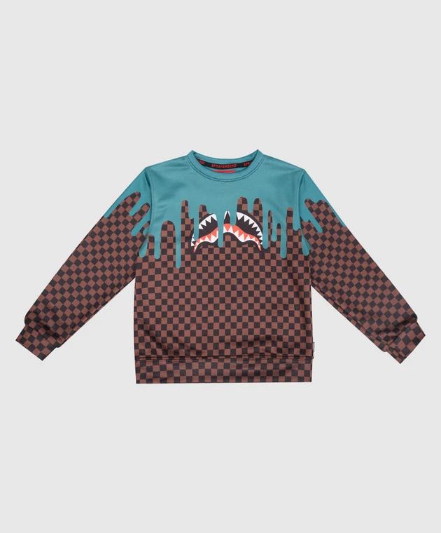 SPRAYGROUND Children's Sweatshirt In Color Dripping Check Crew Print 1 SPRAYGROUND Children's Sweatshirt In Color Dripping Check Crew Print