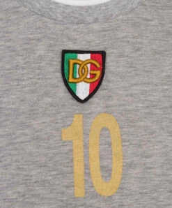 Dolce & Gabbana Children's Gray Melange T-shirt With Logo Patch -Summer Fashion Clothing 549434e6 d383 4062 ac4d dc887a4860f7