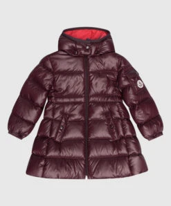 Brouffier Children's Burgundy Down Jacket With A Logo Patch