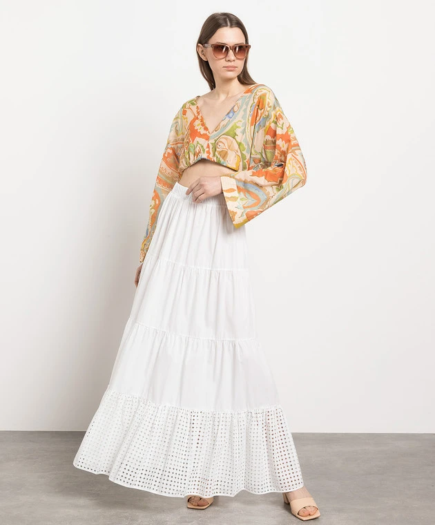 White Maxi Skirt With Sangalo Embroidery 2 White Maxi Skirt With Sangalo Embroidery - Image 2