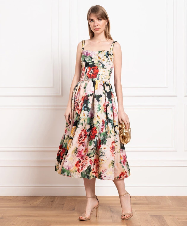 Dolce & Gabbana Floral Printed Silk Midi Dress 2 Dolce & Gabbana Floral Printed Silk Midi Dress - Image 2