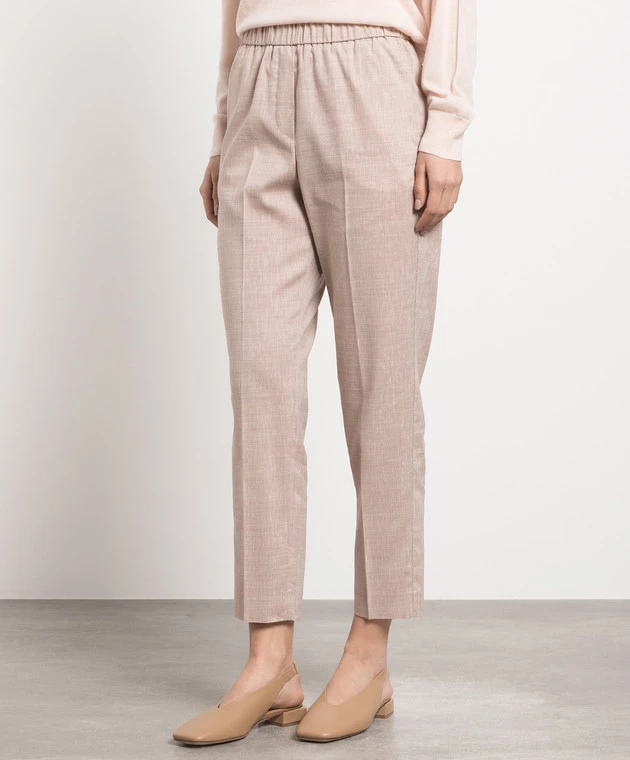 Peserico Brown Linen And Wool Trousers With Monil Chain 3 Peserico Brown Linen And Wool Trousers With Monil Chain - Image 3