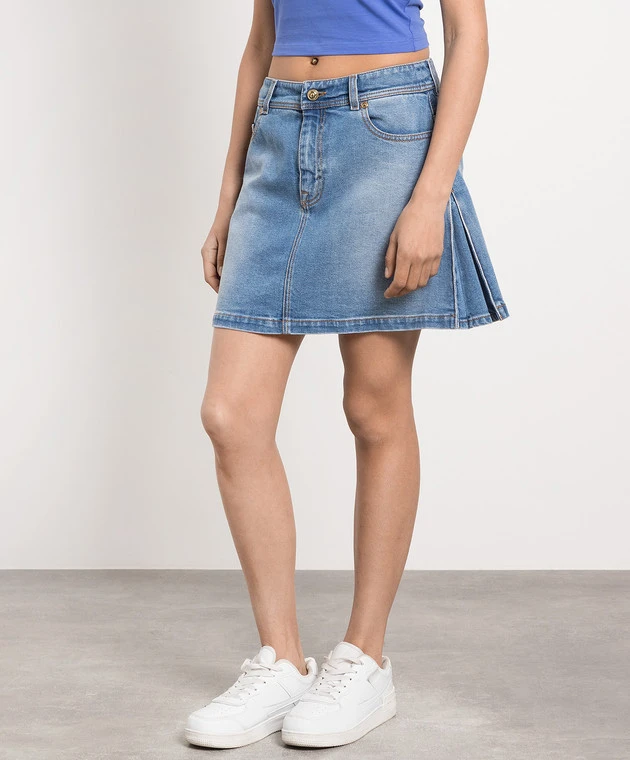 Versace Jeans Couture Blue Denim Skirt With Logo 3 Versace Jeans Couture Blue Denim Skirt With Logo - Image 3