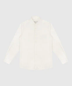 Milk-colored Children's Shirt With Logo Embroidery