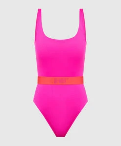 Off-White Pink Swimsuit With Logo Pattern