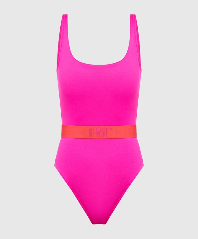 Off-White Pink Swimsuit With Logo Pattern 1 Off-White Pink Swimsuit With Logo Pattern