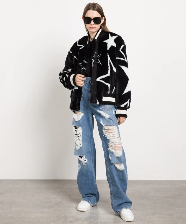 Dolce & Gabbana Black Bomber Jacket In Contrasting Print 2 Dolce & Gabbana Black Bomber Jacket In Contrasting Print - Image 2