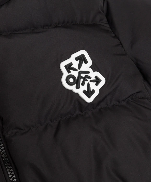 Off-White Children's Black Quilted Jacket With Off Rounded Print 3 Off-White Children's Black Quilted Jacket With Off Rounded Print - Image 3