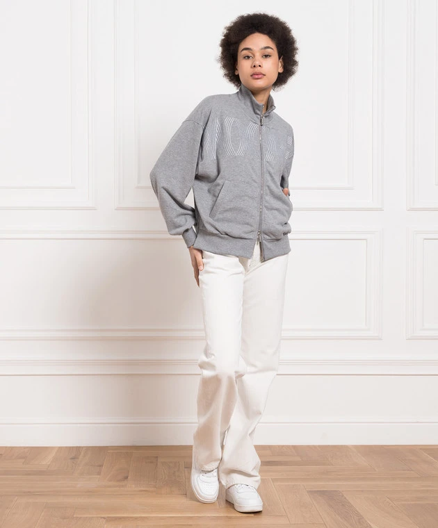 Rosetta Gray Sports Jacket With Logo Embroidery 2 Rosetta Gray Sports Jacket With Logo Embroidery - Image 2