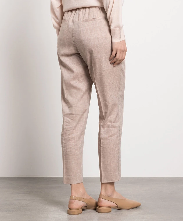 Peserico Brown Linen And Wool Trousers With Monil Chain 4 Peserico Brown Linen And Wool Trousers With Monil Chain - Image 4