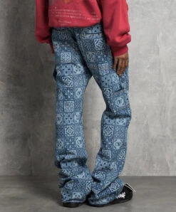 Off-White Blue Flared Jeans In Maiolica Print -Summer Fashion Clothing 5ff0424f 414b 417c b1d8 82fdcbab451c