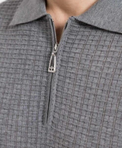 Gray Polo With Logo In A Woven Pattern -Summer Fashion Clothing 6125da82 4f88 4898 9907 0a7f8882bb22