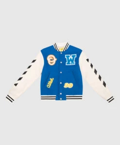 Off-White Children's Blue Bomber Jacket With Embroidery