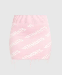 VETEMENTS Pink Wool Mini Skirt With Logo