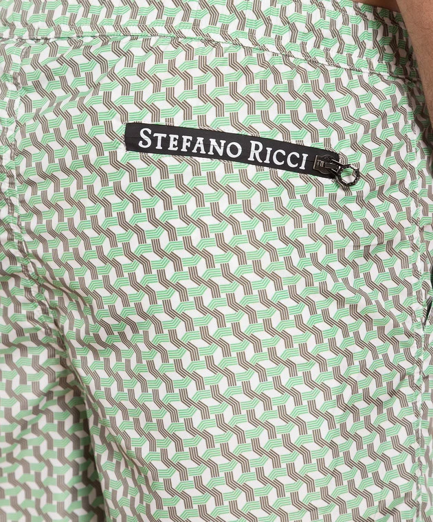 Green Swimming Shorts In A Geometric Print 5 Green Swimming Shorts In A Geometric Print - Image 5