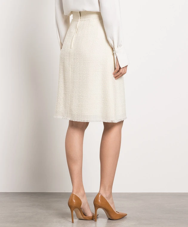 Dolce & Gabbana Beige Wool Tweed Skirt With DG Logo 4 Dolce & Gabbana Beige Wool Tweed Skirt With DG Logo - Image 4