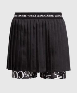 Versace Jeans Couture Black Skirt-shorts With Pleating