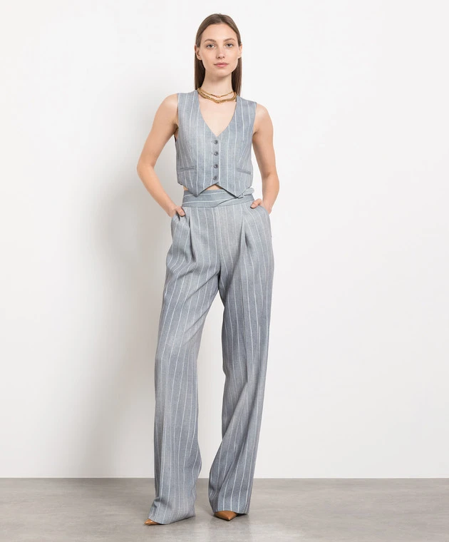 ERMANNO SCERVINO Gray Striped Vest 2 ERMANNO SCERVINO Gray Striped Vest - Image 2