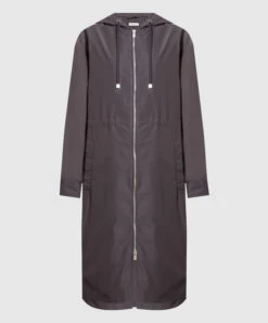 Peserico Gray Raincoat With Monil Chain