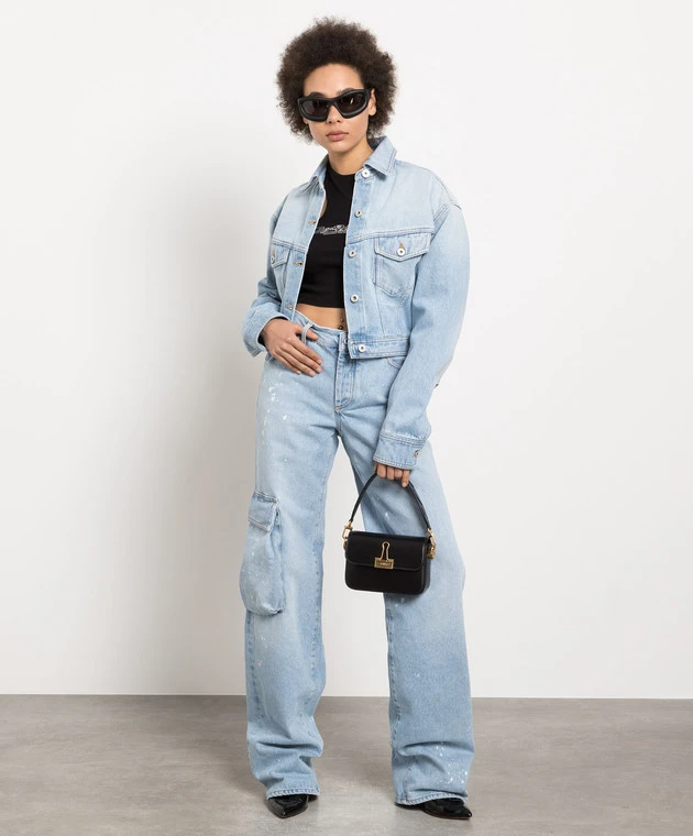 Off-White Blue Cargo Jeans With A Distressed Effect 2 Off-White Blue Cargo Jeans With A Distressed Effect - Image 2
