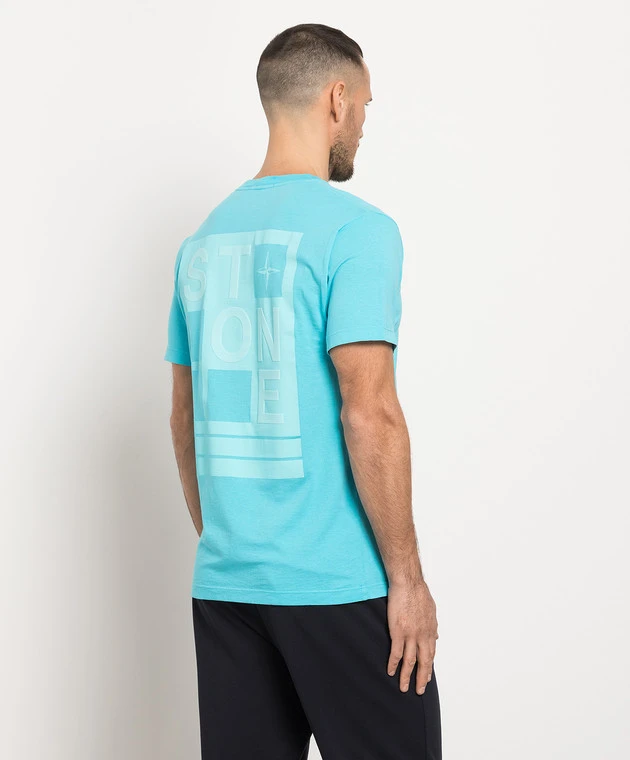 Stone Island Blue T-shirt With Logo Print 4 Stone Island Blue T-shirt With Logo Print - Image 4