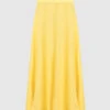 Yellow Midi Skirt Made Of Linen