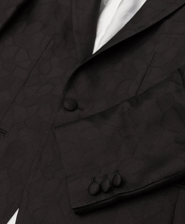 Children's Black Patterned Silk Jacket 3 Children's Black Patterned Silk Jacket - Image 3