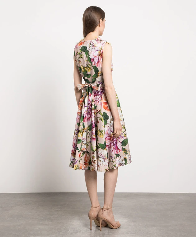 Dolce & Gabbana Beige Midi Dress In Floral Print 4 Dolce & Gabbana Beige Midi Dress In Floral Print - Image 4