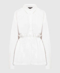 White Shirt And Shorts Suit With Broderie Embroidery