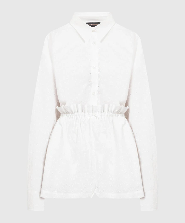 White Shirt And Shorts Suit With Broderie Embroidery 1 White Shirt And Shorts Suit With Broderie Embroidery