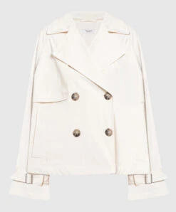 Peserico Beige Double-breasted Trench Coat With Monil Chain