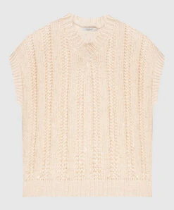 Peserico Beige Openwork Vest With Sequins