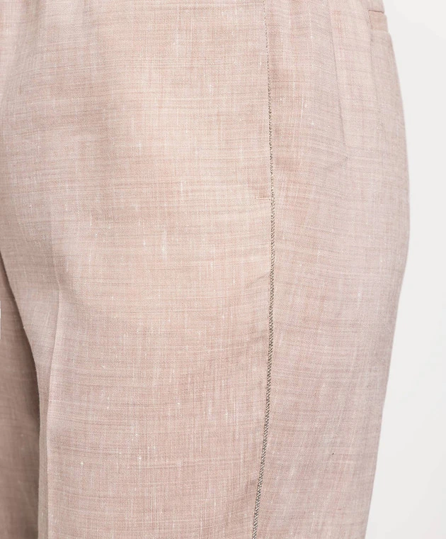 Peserico Brown Linen And Wool Trousers With Monil Chain 5 Peserico Brown Linen And Wool Trousers With Monil Chain - Image 5