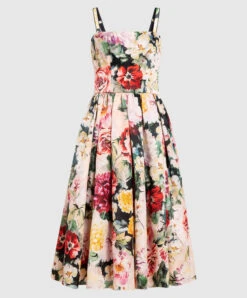 Dolce & Gabbana Floral Printed Silk Midi Dress