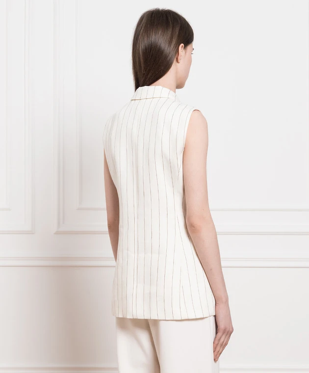 Max Mara White Double-breasted Striped Vest 4 Max Mara White Double-breasted Striped Vest - Image 4