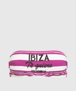 Dolce & Gabbana White Striped Swimsuit With Embroidery