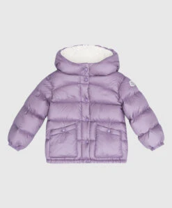 Children's Lilac Down Jacket With Logo Patch