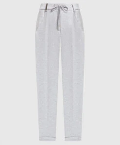 Peserico Gray Melange Pants With Monil Chain