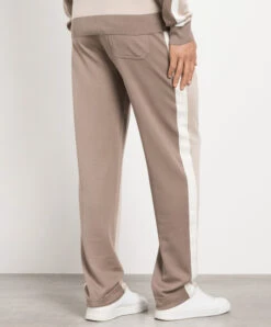 Beige Striped Silk Sweatpants -Summer Fashion Clothing 74ac8d32 1721 405e 81e4 328c749ae87f