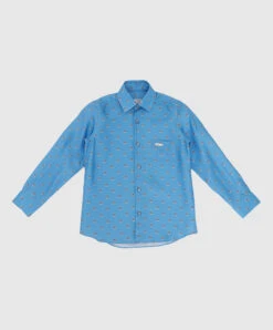 Children's Blue Patterned Silk Shirt