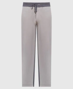 Gray Silk Track Pants With Stripes
