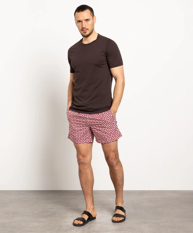 Burgundy Printed Swim Shorts 2 Burgundy Printed Swim Shorts - Image 2