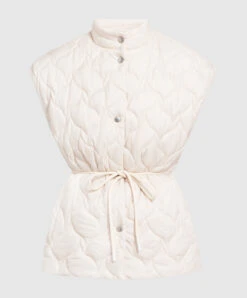 Peserico Beige Quilted Waistcoat With Monil Chain