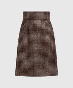 Dolce & Gabbana Brown Skirt With A Houndstooth Pattern