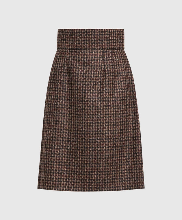 Dolce & Gabbana Brown Skirt With A Houndstooth Pattern 1 Dolce & Gabbana Brown Skirt With A Houndstooth Pattern