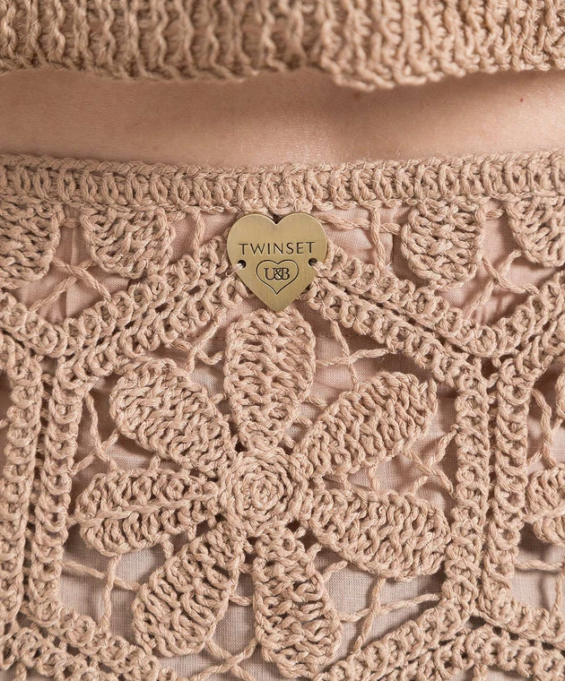 TWINSET Brown Openwork Skirt With Fringe 5 TWINSET Brown Openwork Skirt With Fringe - Image 5