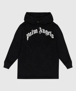 Summer Fashion Clothing 11 Palm Angels Children's Black Dress With Logo Print