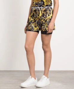 Versace Jeans Couture Black Skirt-shorts With Pleating In Logo Couture Print 7 Versace Jeans Couture Black Skirt-shorts With Pleating In Logo Couture Print -Summer Fashion Clothing 7bc4fb16 4c99 4007 9fbd c7c9d37fa294