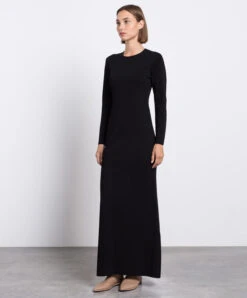 The Row Claudias Black Ribbed Maxi Dress -Summer Fashion Clothing 7d61c94a 8e5b 4848 987c bd7dc1a81950